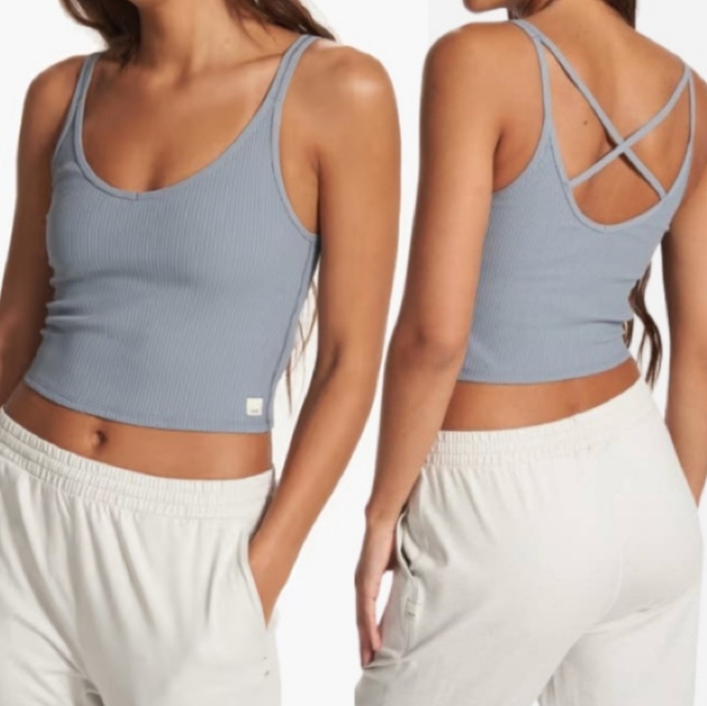 Vuori Blue Ribbed Tank Top